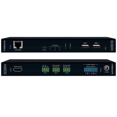 Key Digital 4K UHD AV over IP Decoder with Independent Video, Audio, KVM/USB Routing and Video Wall Processing. Audio De-Embed with Volume, Delay, and Bass