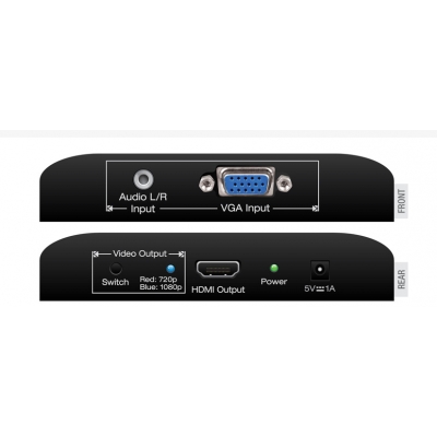 Key Digital  Converts and scales VGA video and analog audio to digital HDMI video and audio (pieza)Negro