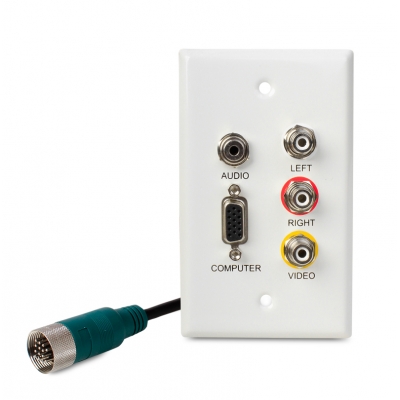 Binary EZ Runner VGA, 3.5mm Stereo, and Composite Video/Audio - Single Gang Wall Plate