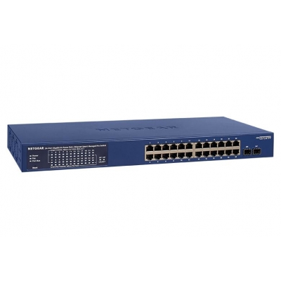 24-Port Gigabit Ethernet PoE+ Smart Switch w/ optional Remote/Cloud Management and 2 SFP Ports (380W)