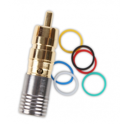 Binary RCA Male Compression Connector for RG6/U - 75 Ohm - Gold Plated Bag of 20