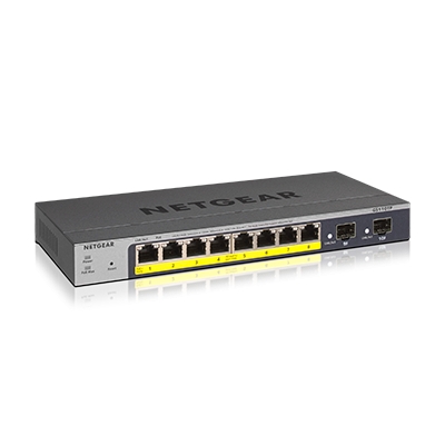 GS110TP — 10-Port Gigabit Ethernet Smart Switch with 8 PoE Ports and 2 Dedicated SFP Ports
