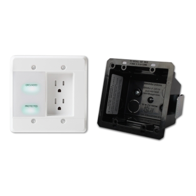 WattBox  In-Wall Power Conditioner - 2 Outlets and Arlington™ Double Gang Box - Kit Blanco