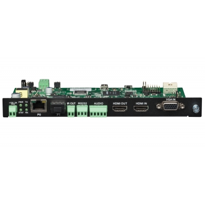 AMX SVSI N2300 Series  4K Encoder card with one SFP fiber/RJ45 copper network port cage, and one RJ45 (pieza)