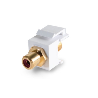 Wirepath UL-certified Gold-Plated F-Connector to RCA Jack Keystone Insert - Red RCA . (pieza) Blanco