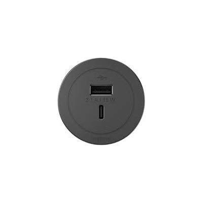 Wiremold Round Furniture Power with USB-A and USB-C, 6ft (pieza) Negro