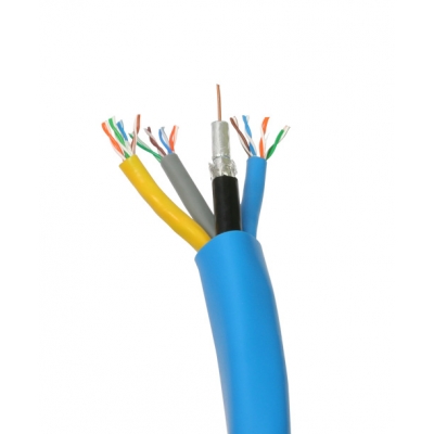 Wirepath  RG6/U Quadshield Coaxial Cable + 3 x 350 MHz Cat 5e Wire - 500 ft. Drum (pieza)