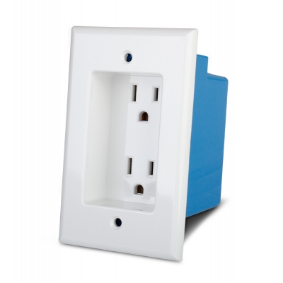 WattBox  Recessed Duplex Electrical Outlet with Wall Plate and Single Gang Box (pieza) Blanco