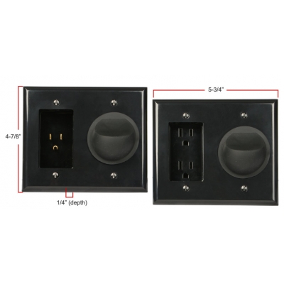 WattBox  PowerFlex with Duplex Wall Plate and Silicon A/V Pass Through - Kit Negro