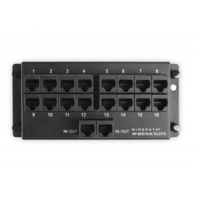 Wirepath  Telephone Expansion Module with 16-RJ45 Jacks and Loop IN/OUT (pieza)Negro