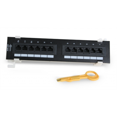 Wirepath™ Wall-mount 12-port RJ-45 CAT5e Patch Panel (Black)